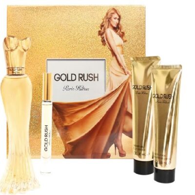 Estuche Paris Hilton Gold Rush Dama 4PZ Perfume + Mini + Crema + Shower Gel
