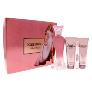 Estuche Rose Rush Paris Hilton 4 piezas PERFUME 100ML + MINI 10ML + CREMA + SHOWER GEL
