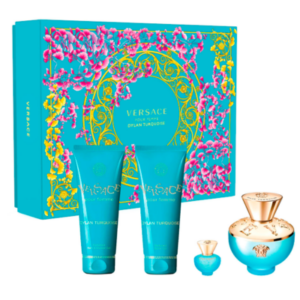 Estuche Versace Pour Femme Dylan Turquoise 4pz Perfume+Shower Gel+ Crema + Mini Perfume