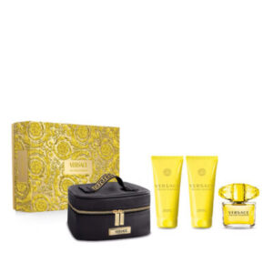 Estuche Versace Yellow Diamond 4PZ Perfume + Cosmetiquera + Crema + Shower Gel